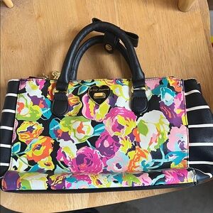 Betsey Johnson Floral Satchel - Black and Multicolor
